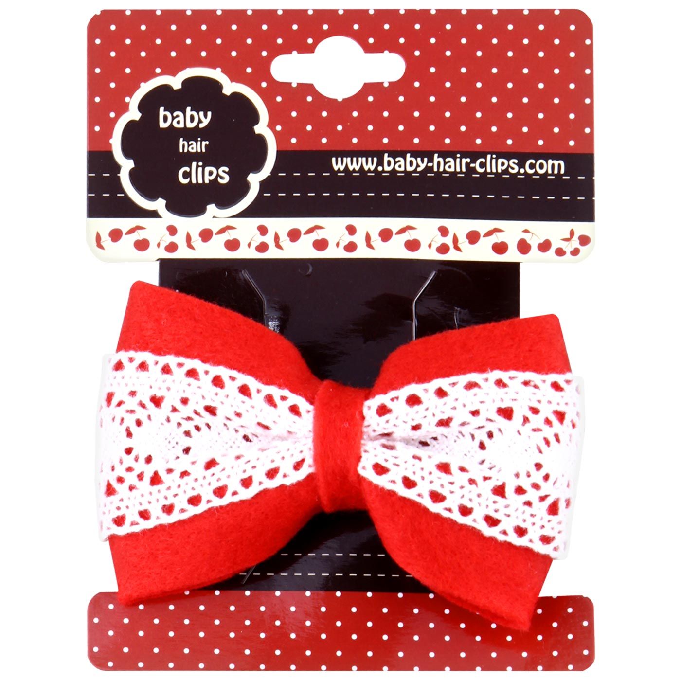 Bebecroc Double Layer Bow w/lace Red - 1