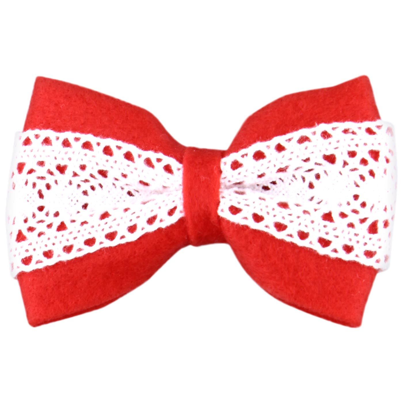 Bebecroc Double Layer Bow w/lace Red - 2