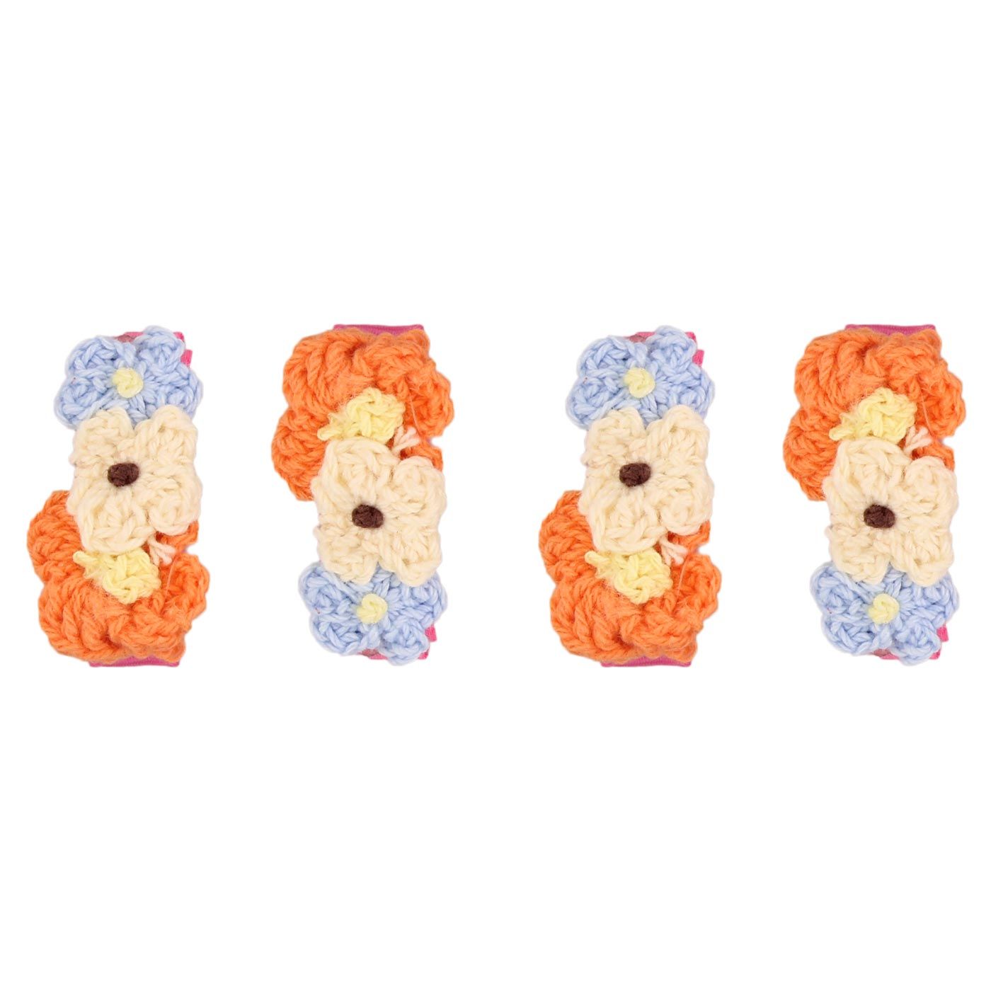 Bebecroc Crochet Flower Clips(2pcs)Orange+Cream+Light - 2