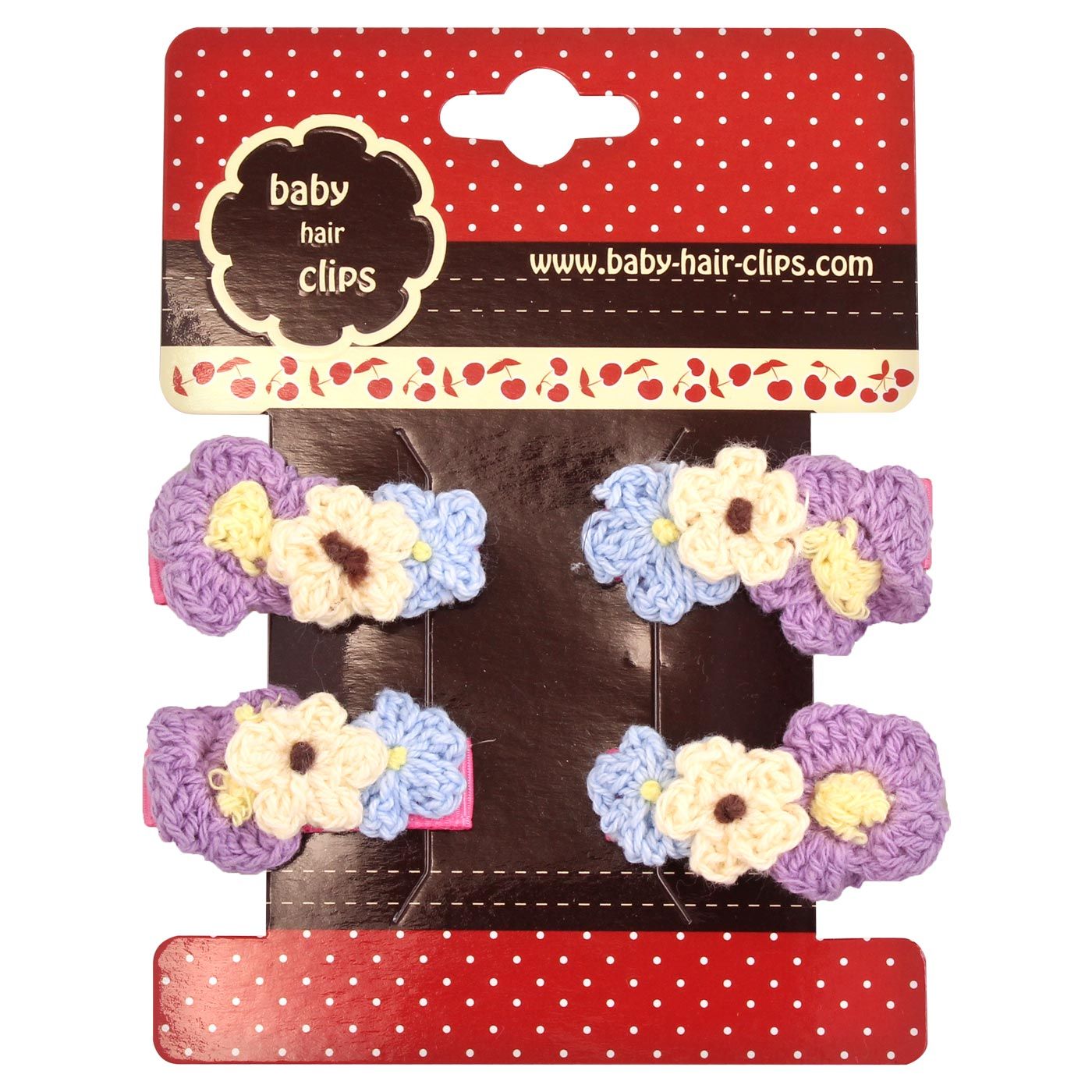 Bebecroc Crochet Flower Clips(2pcs)Lilac+Cream+Light - 1