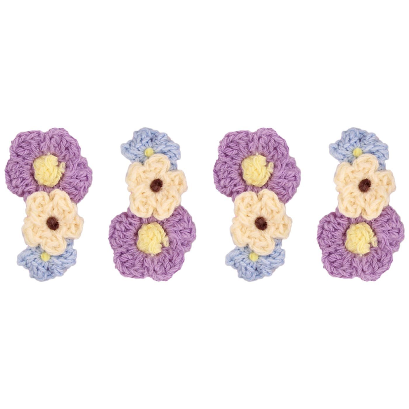 Bebecroc Crochet Flower Clips(2pcs)Lilac+Cream+Light - 2
