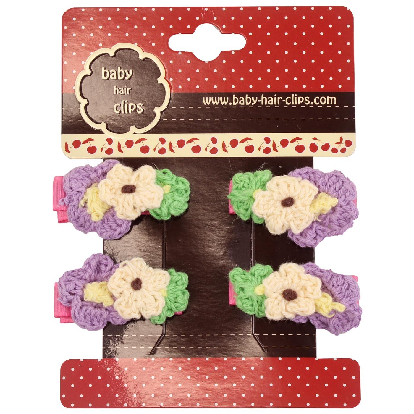 Bebecroc Crochet Flower Clips(2pcs)Lilac+Cream+Spring - 1