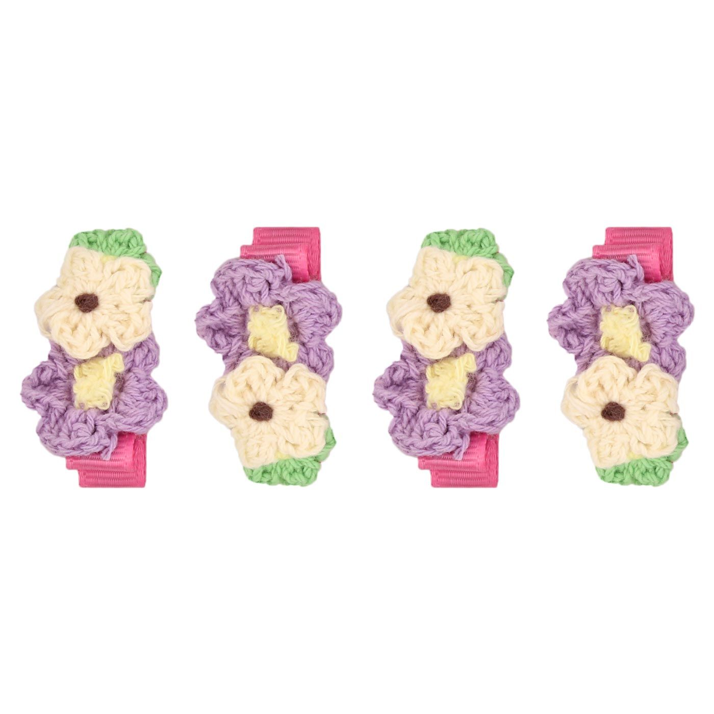 Bebecroc Crochet Flower Clips(2pcs)Lilac+Cream+Spring - 2