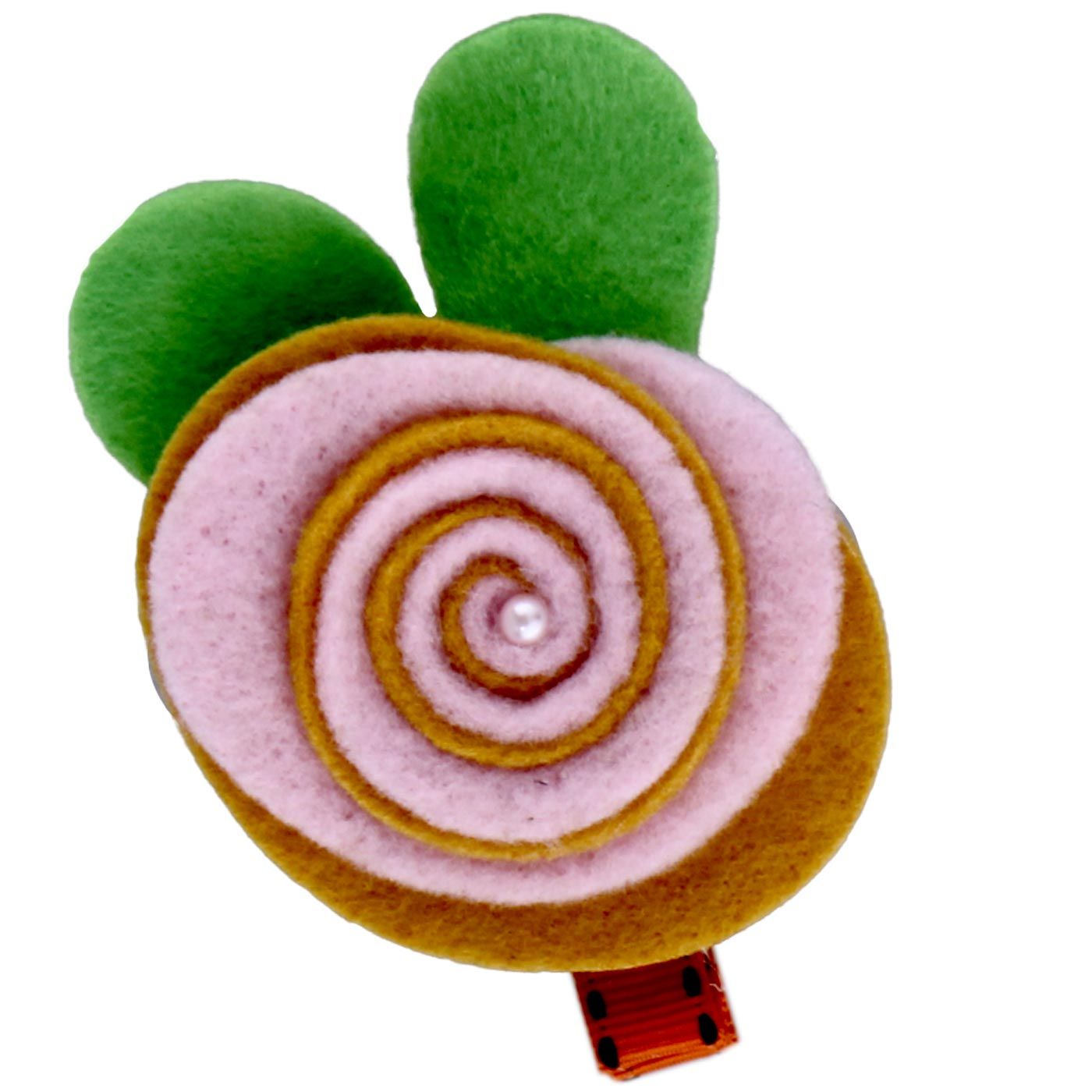 Bebecroc Felt Double Swirl Rose Flower Clip Maroon&Moccasin - 1