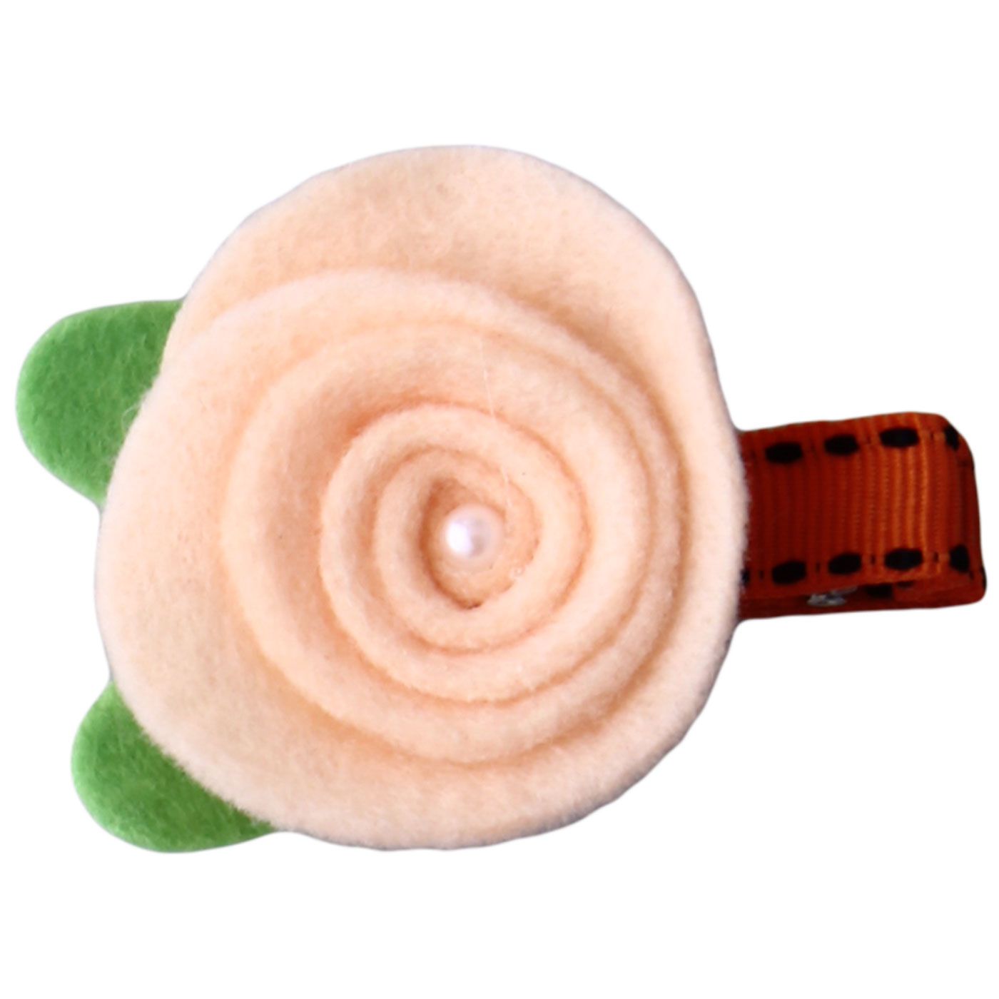 Bebecroc Felt Swirl Rose Flower Clip Moccasin - 1