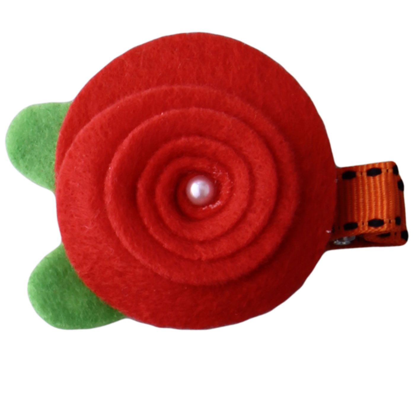 Bebecroc Felt Swirl Rose Flower Clip Red - 1