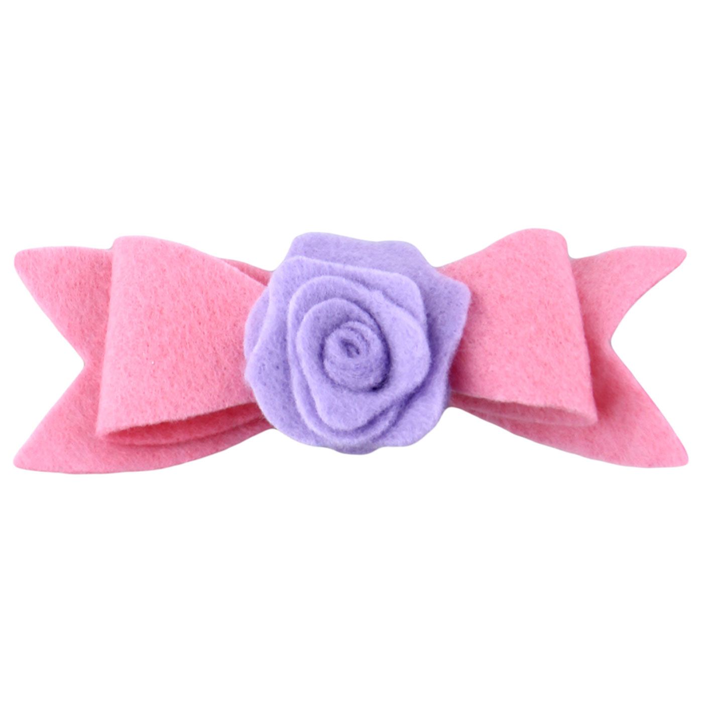 Bebecroc Felt Bow&Flower Clip Pink&Lilac - 1