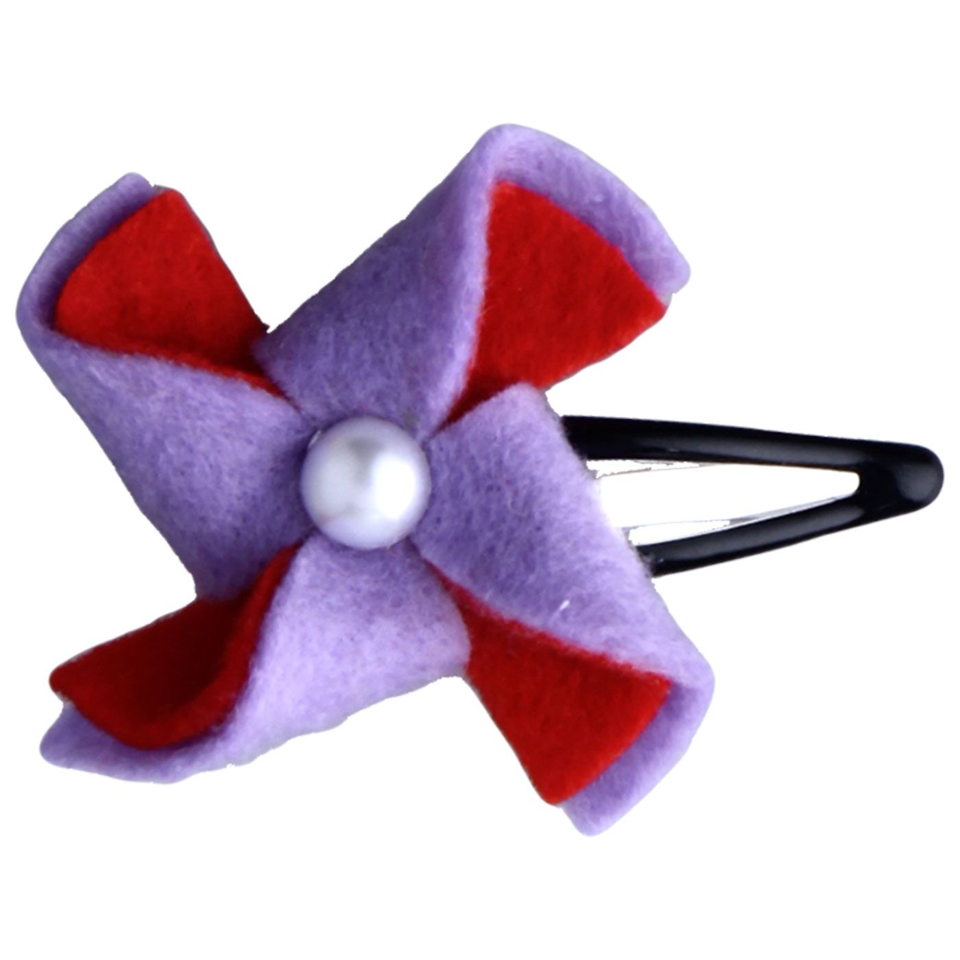 Bebecroc Felt Windmill Snap Clip Lilac+Red - 1