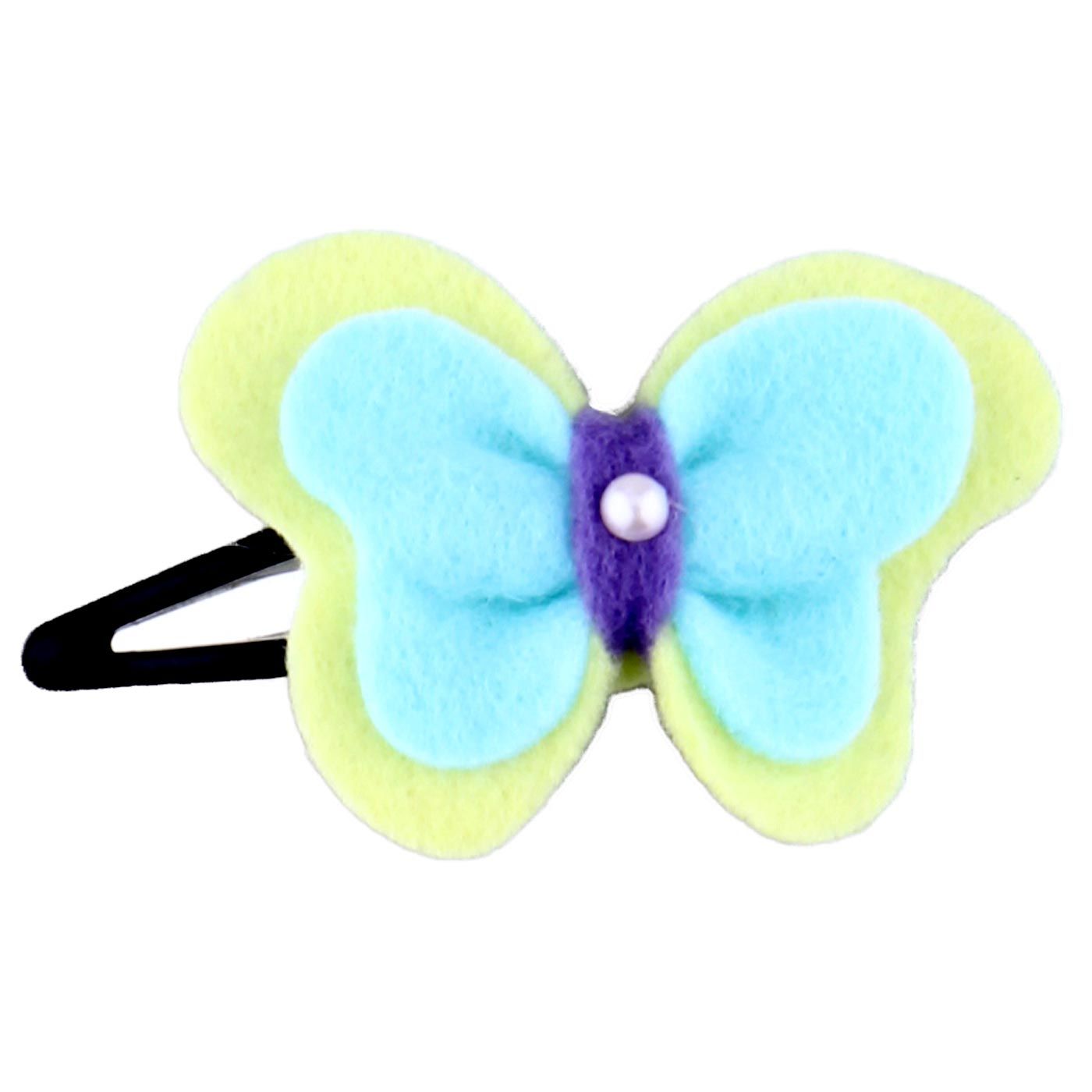 Bebecroc Felt Butterfly Snap Clip Pale Primrose Yellow&Blue - 2