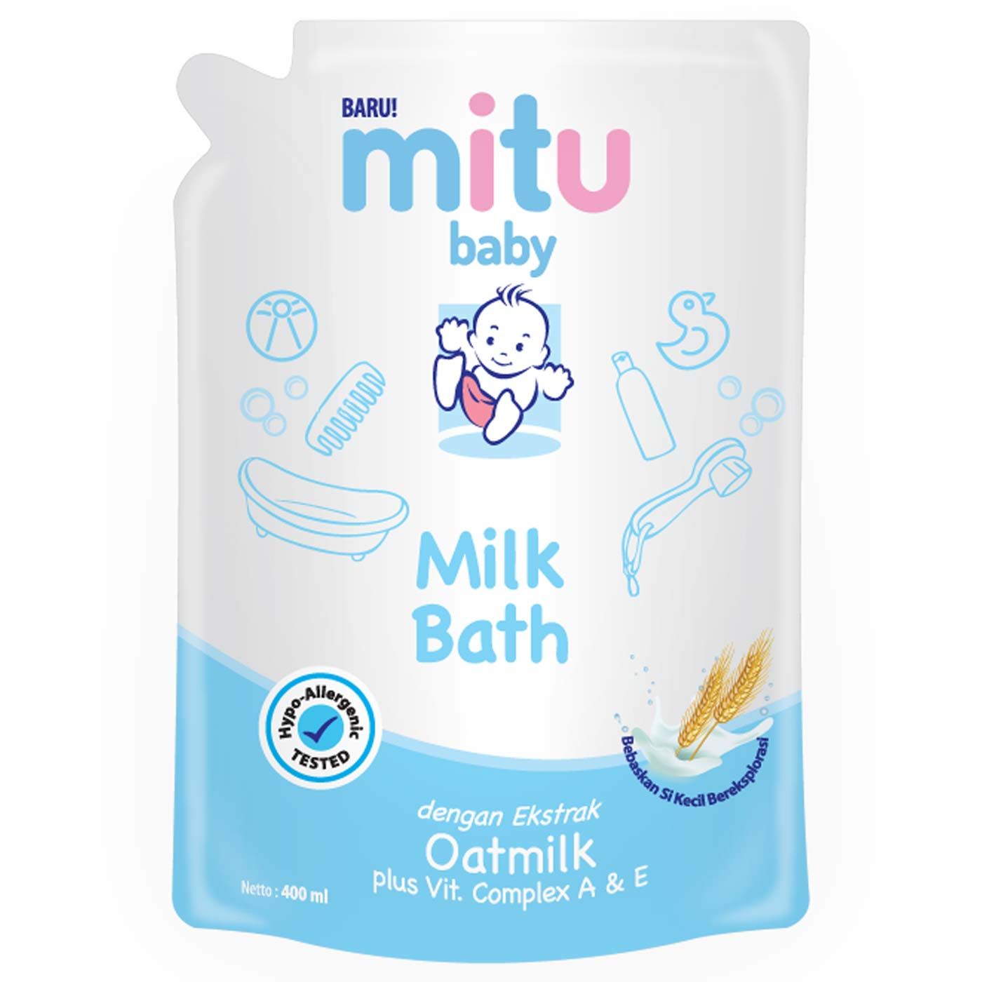 Mitu Baby Milk Bath Reff Pch 400ml - 1