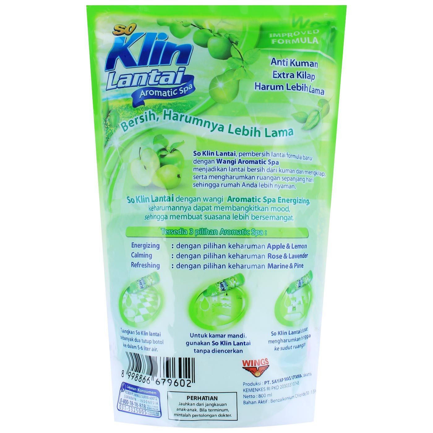 So Klin Pembersih Lantai Light Green Apple Reff 780ml - 2