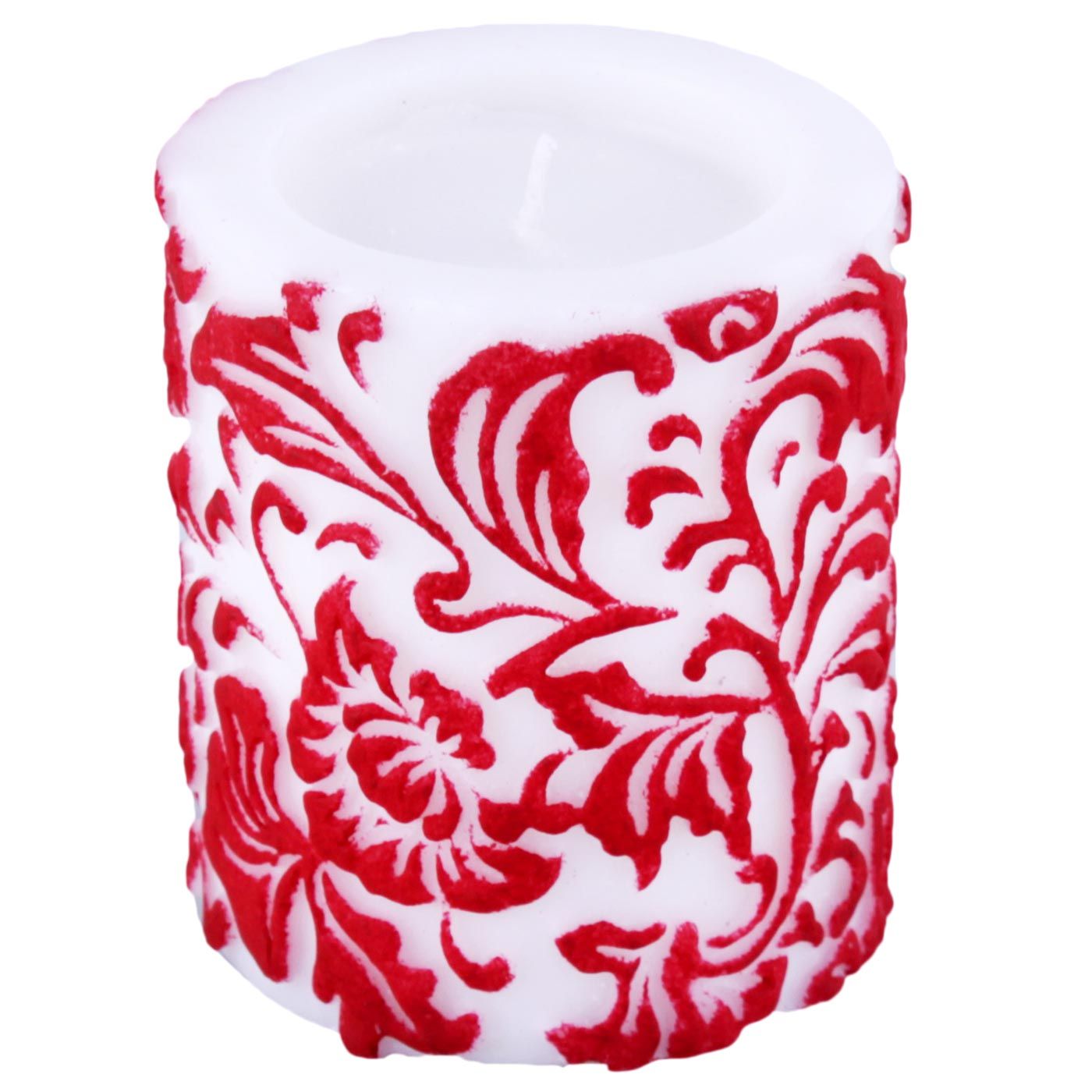 Balinese Hibiscus Carved Deepset Red - 1
