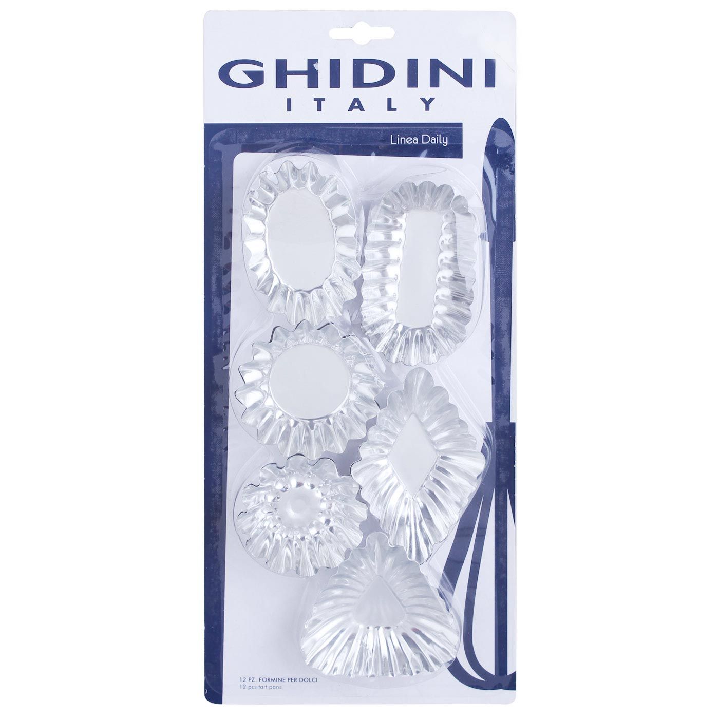 Ghidini Tart Pans Carded Chrome 12 Pcs - 1