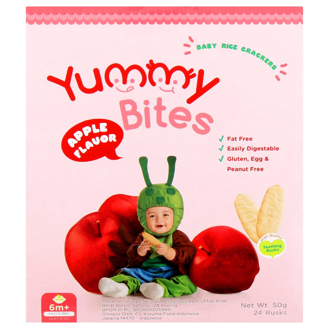 Yummy Bites Rice Crackers Apple 6+ 50gr - 1