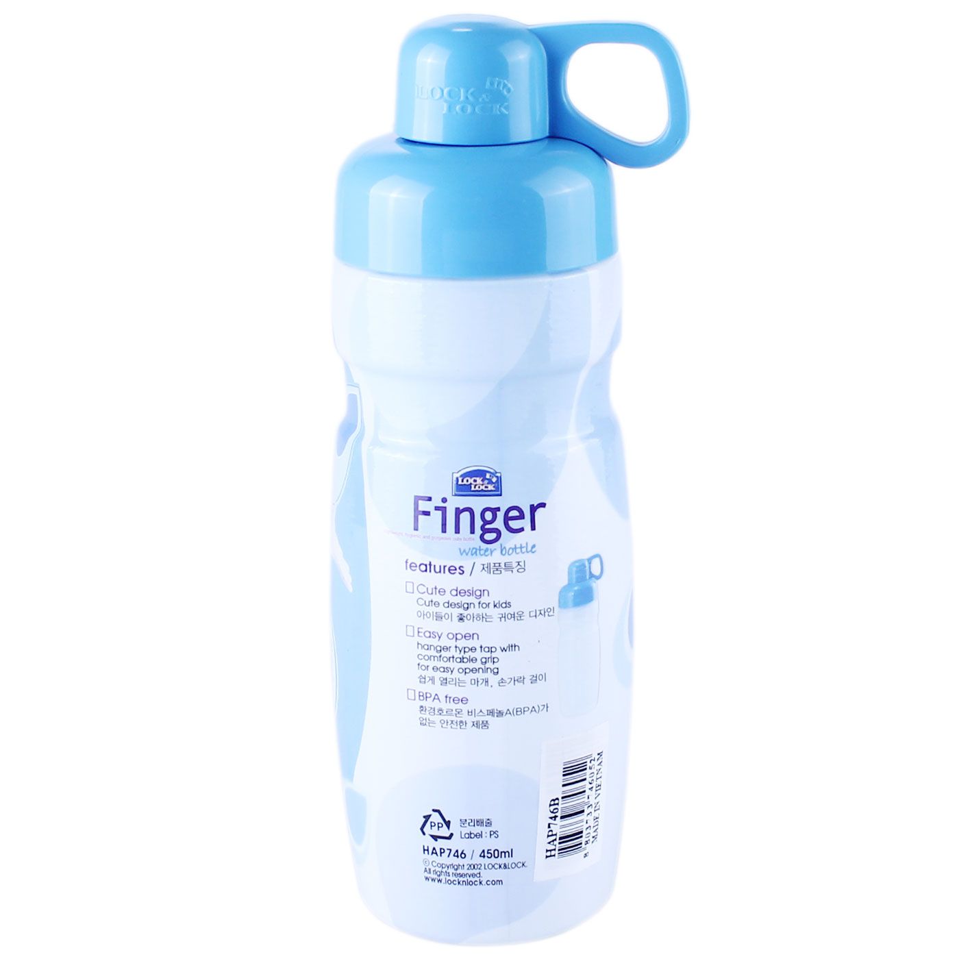 Lock & Lock Finger Water Bottle 450ml Blue - 3
