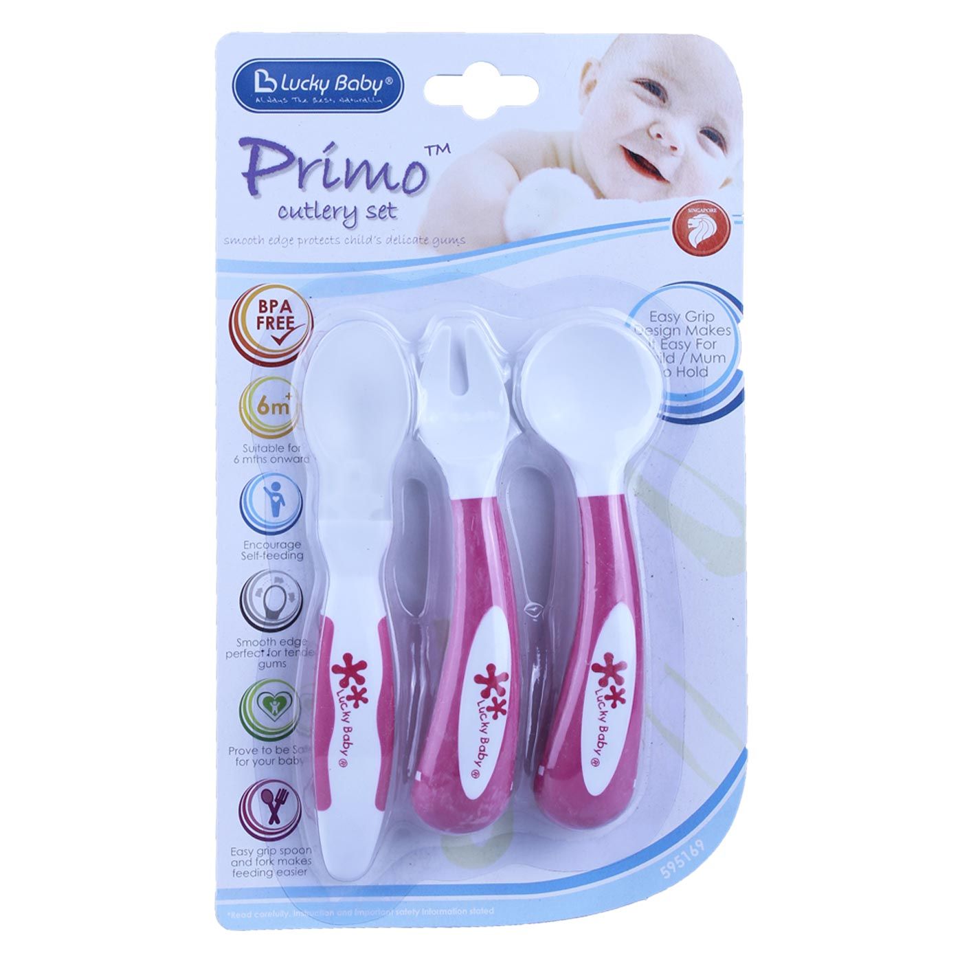 Lucky Baby Primo Cutlery Set Pink - 1