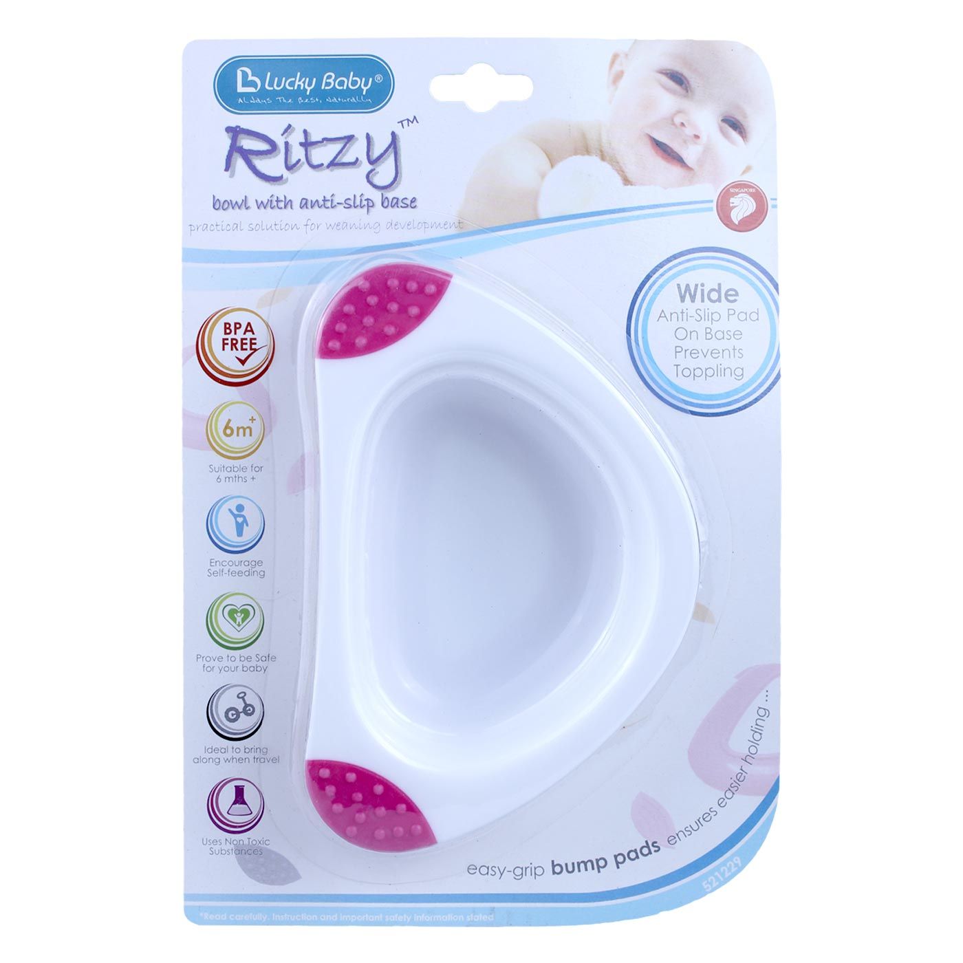 Lucky Baby Bowl with Anti Slip Base Pink - 1
