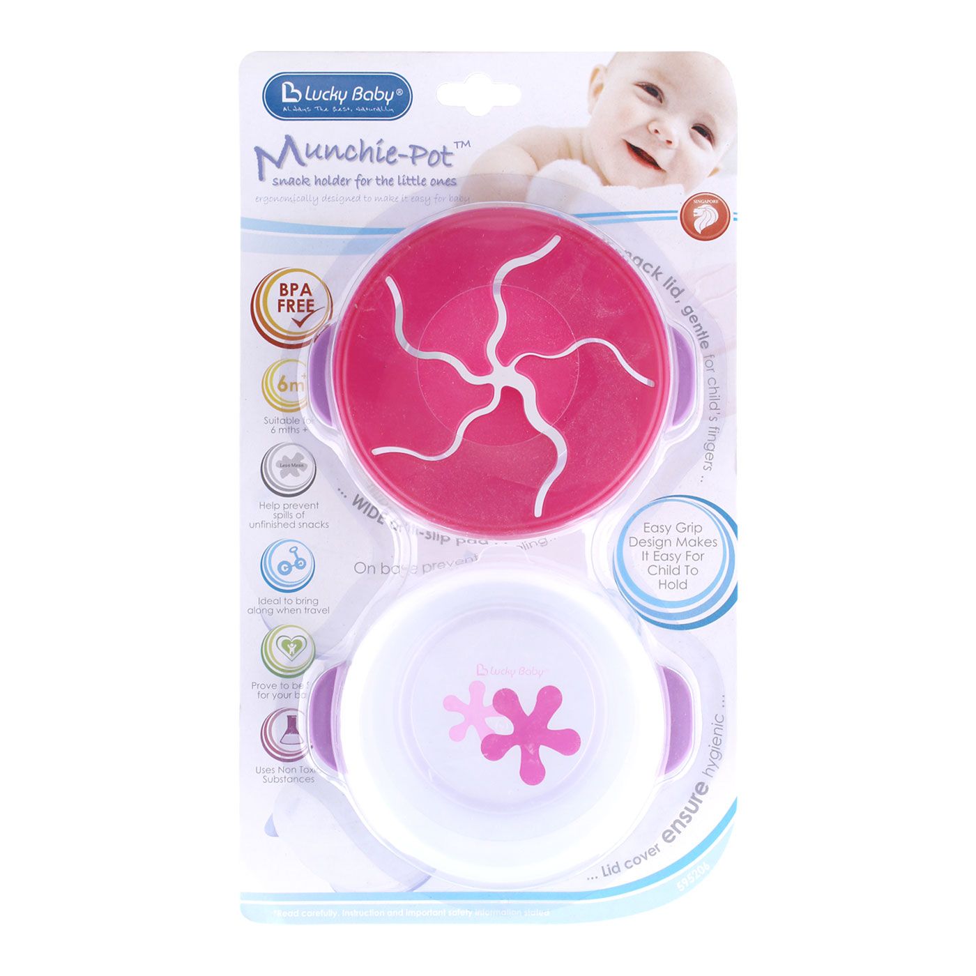 Lucky Baby Munchie Pot Snack Holder Pink - 1