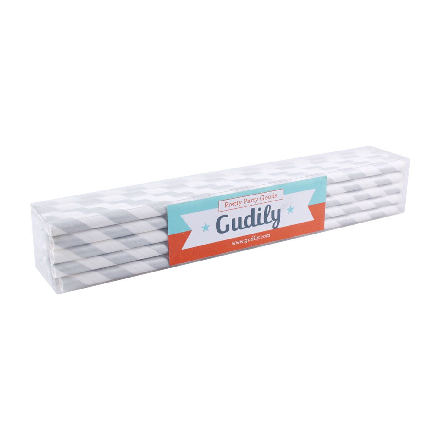 Gudily Striped Straw Silver & White - 2