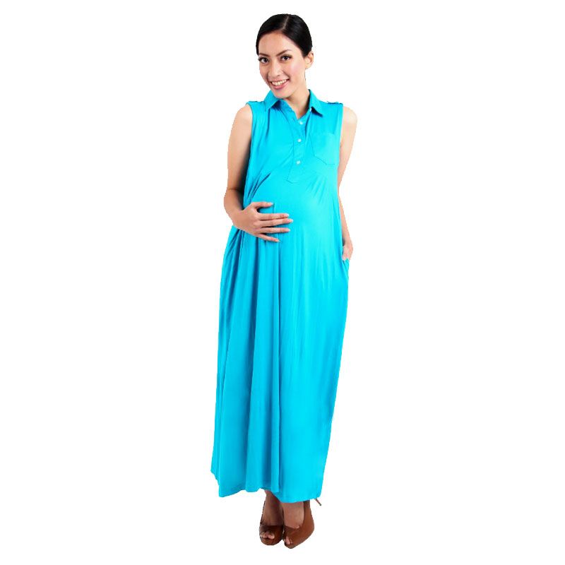 Matroishka Sleeveless Dress Maxi Light Blue - 1