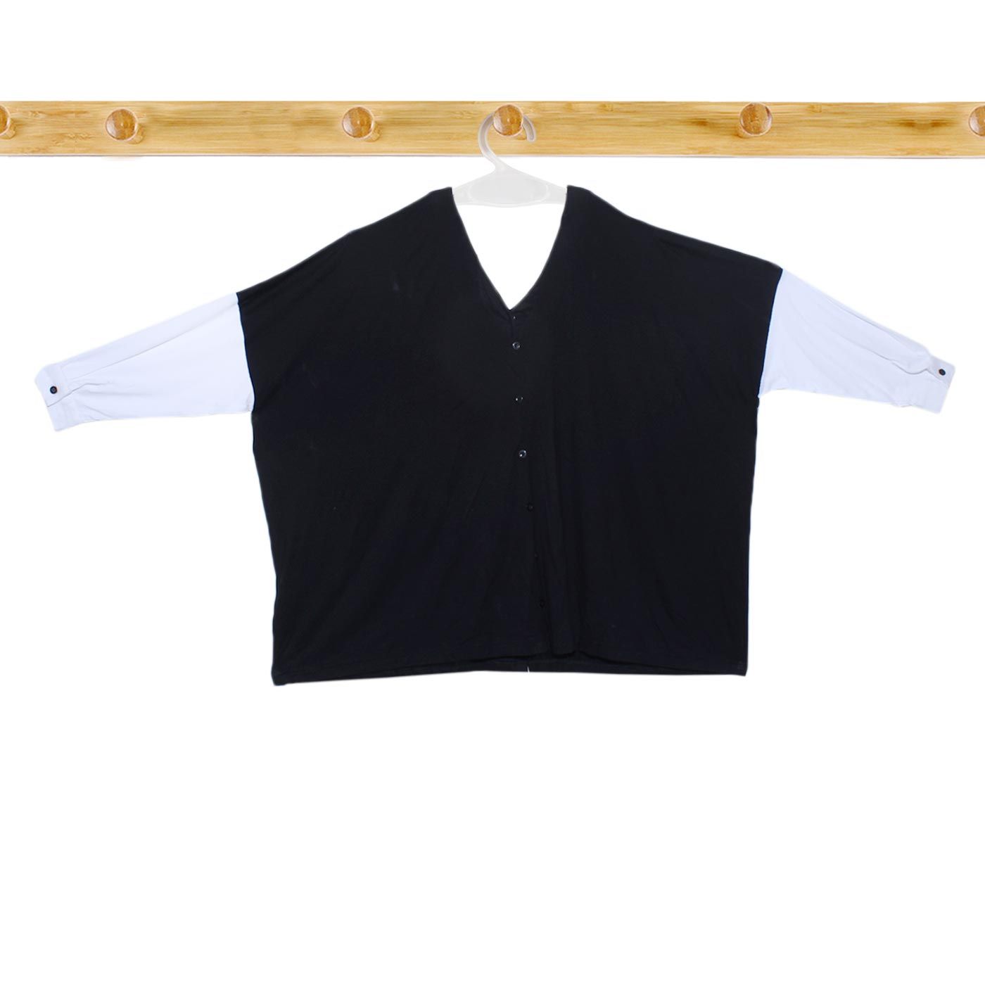 Matroishka Backless Shirt Cotton Black White - 3
