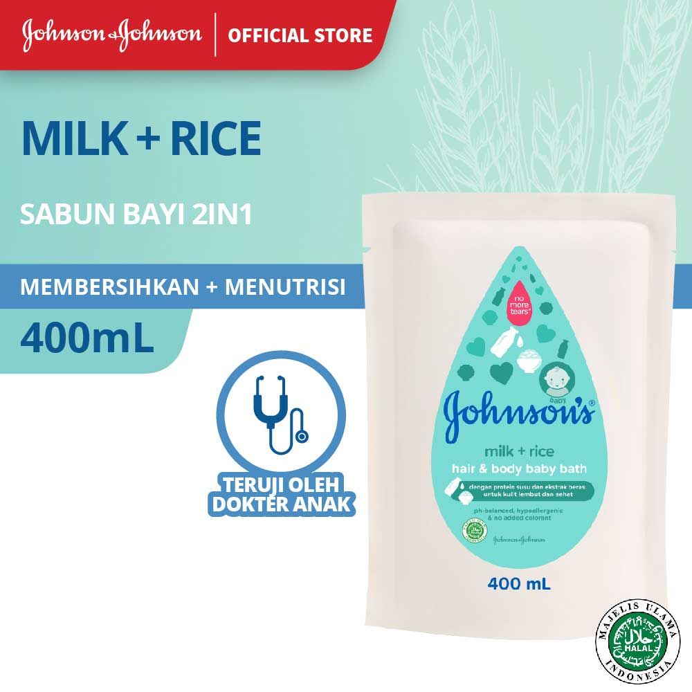 JOHNSON'S Milk & Rice Bath 400ml (Refill) - 1