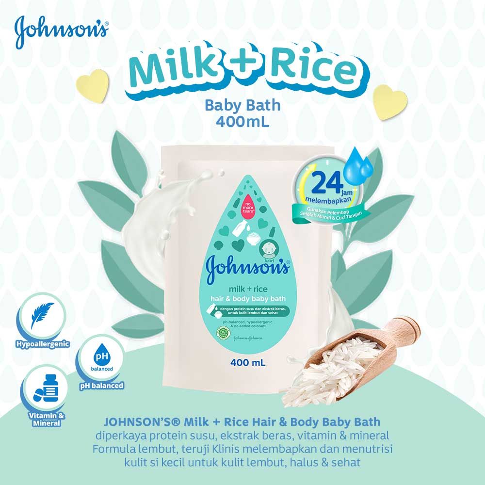 JOHNSON'S Milk & Rice Bath 400ml (Refill) - 2