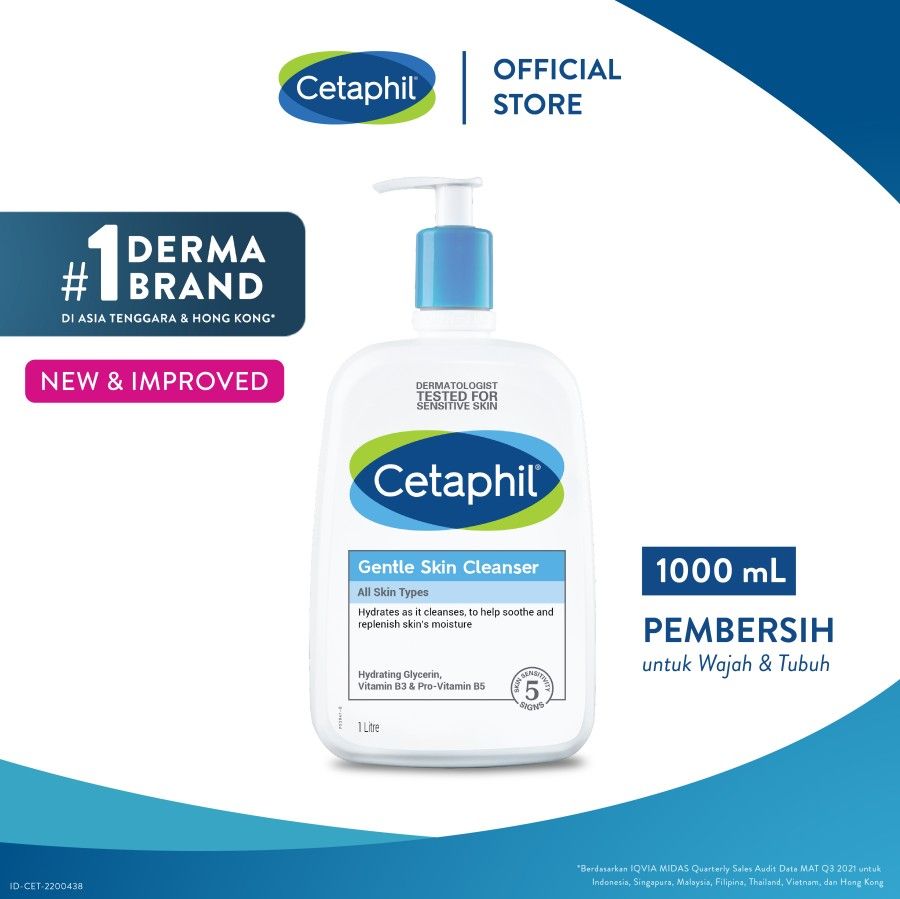 Cetaphil Gentle Skin Cleanser 1000ml Sabun Pembersih Muka untuk Skin Care Cocok Untuk Segala Jenis Kulit - 1