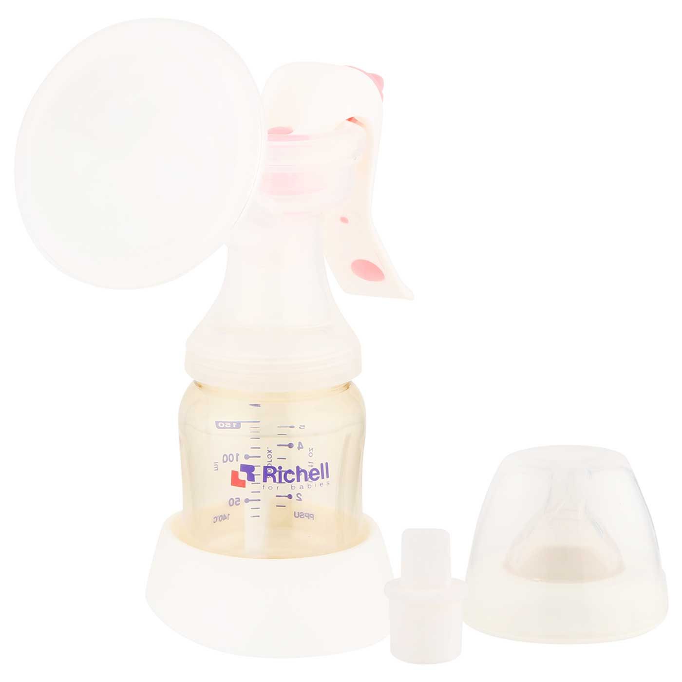 Richell Baby Breast Pump with PPSU Bottle & Parts - 1