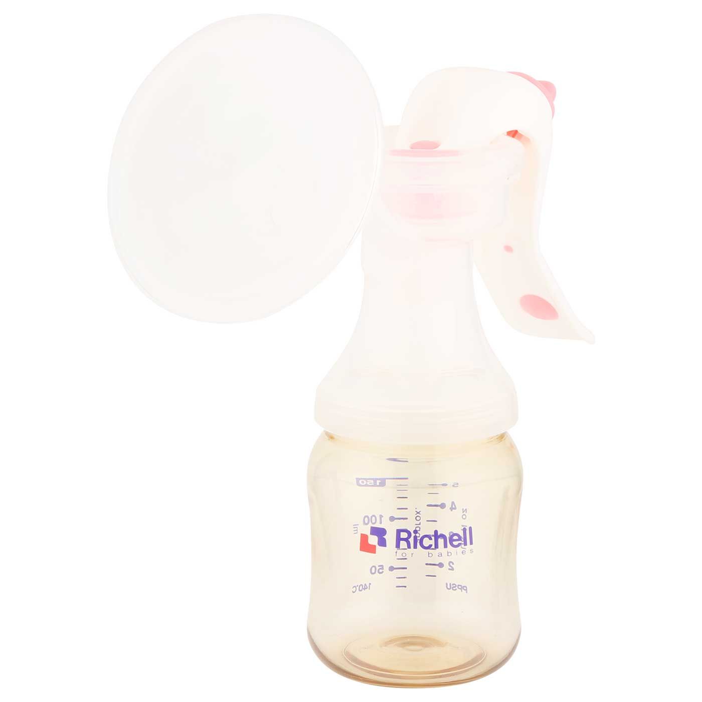 Richell Baby Breast Pump with PPSU Bottle & Parts - 3