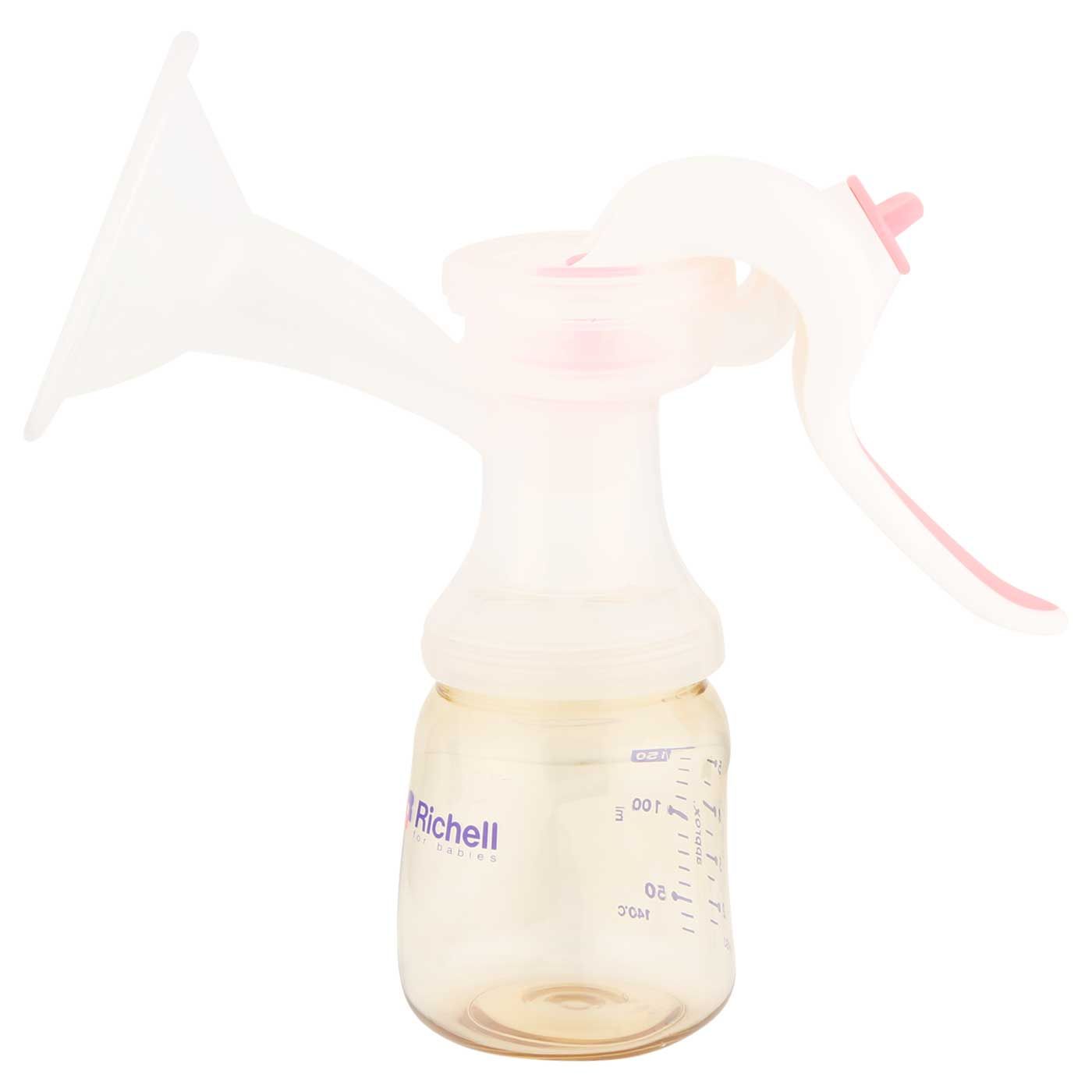 Richell Baby Breast Pump with PPSU Bottle & Parts - 4