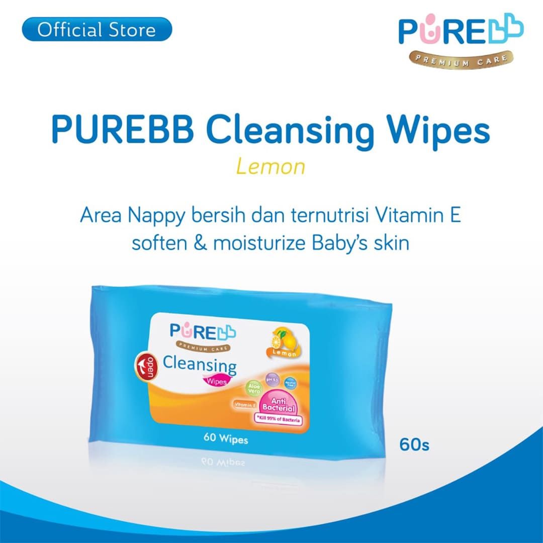PUREBB Cleansing Wipes Lemon 60s - 1