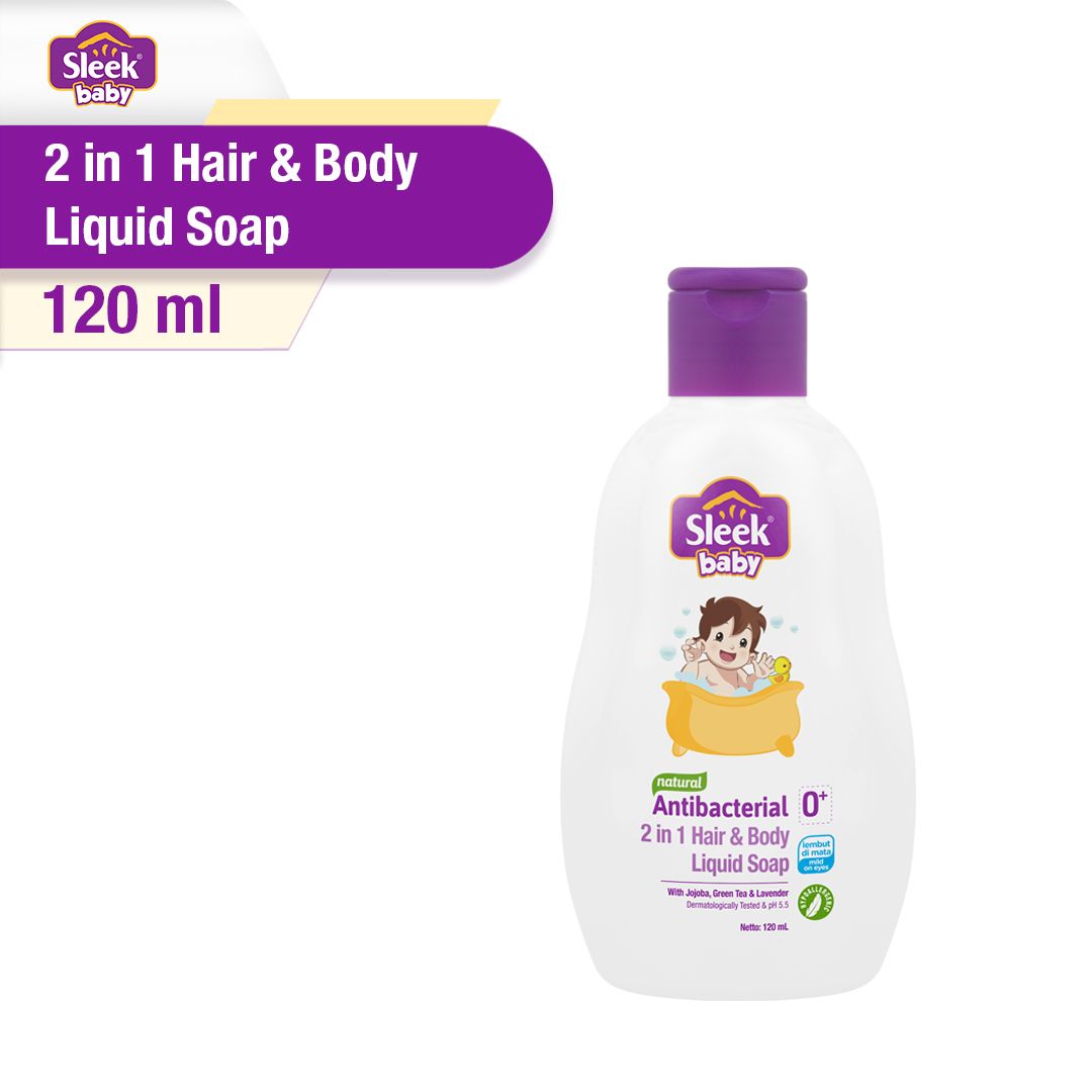 Sleek Baby Antibacterial 2 in 1 Hair & Body Liquid Soap Botol 120ml - 1