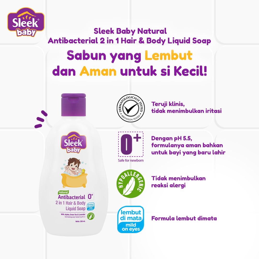 Sleek Baby Antibacterial 2 in 1 Hair & Body Liquid Soap Botol 120ml - 2