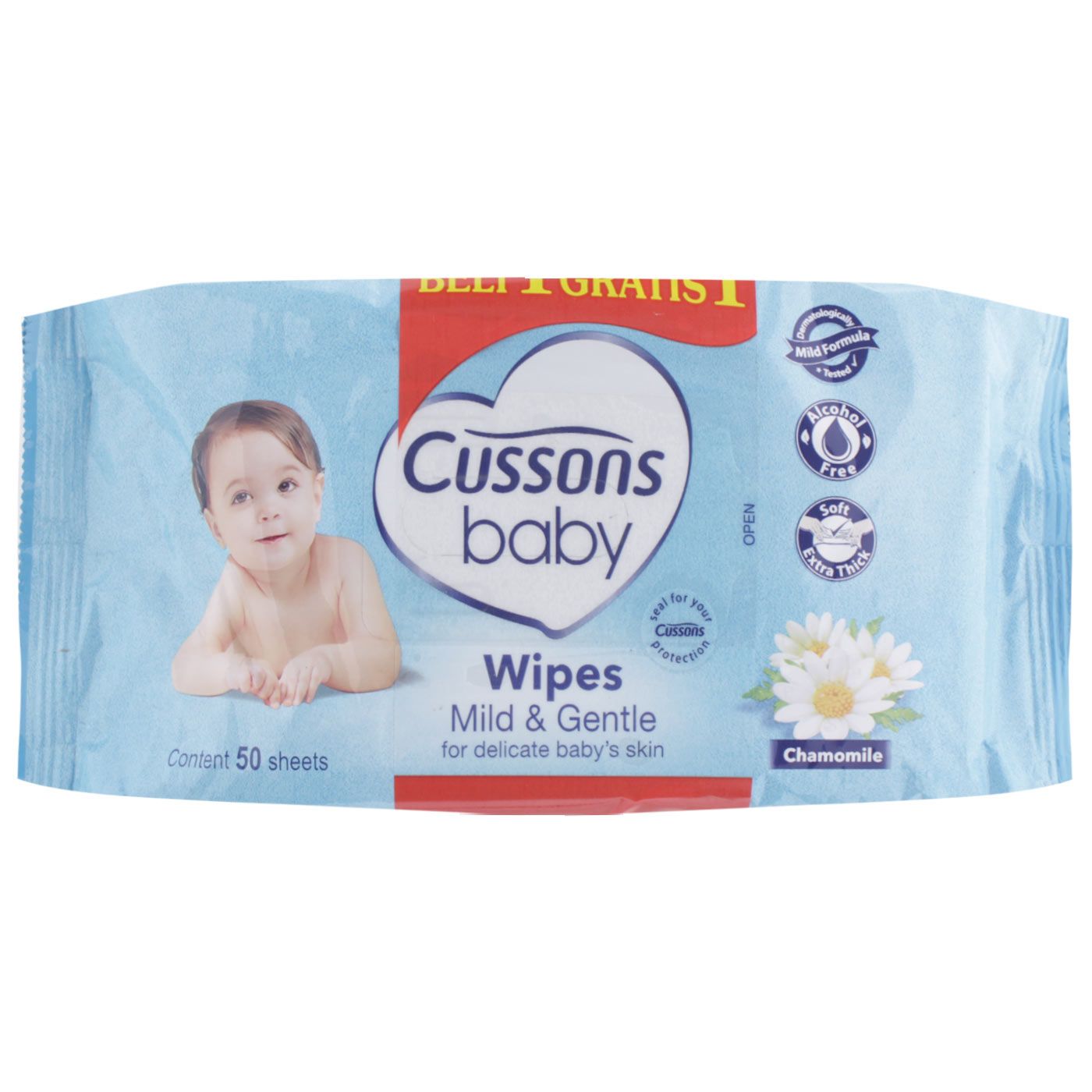 Cussons Baby Thick Wipes Mild & Gentle 50's (Isi 2) - 2