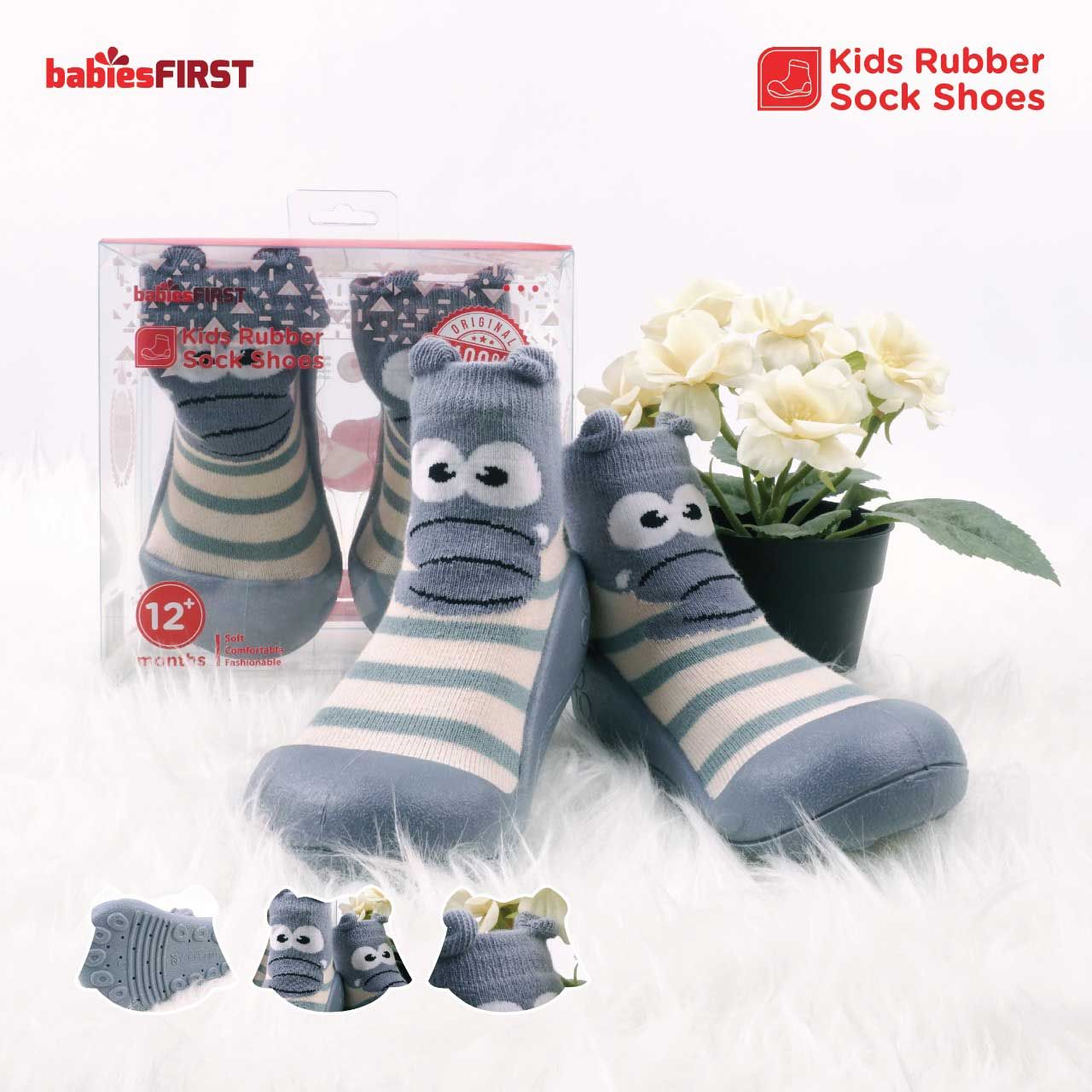 BabiesFirst Bf701c BabiesFirst Kids Rubber Sock Shoes Motif Elephant - 1
