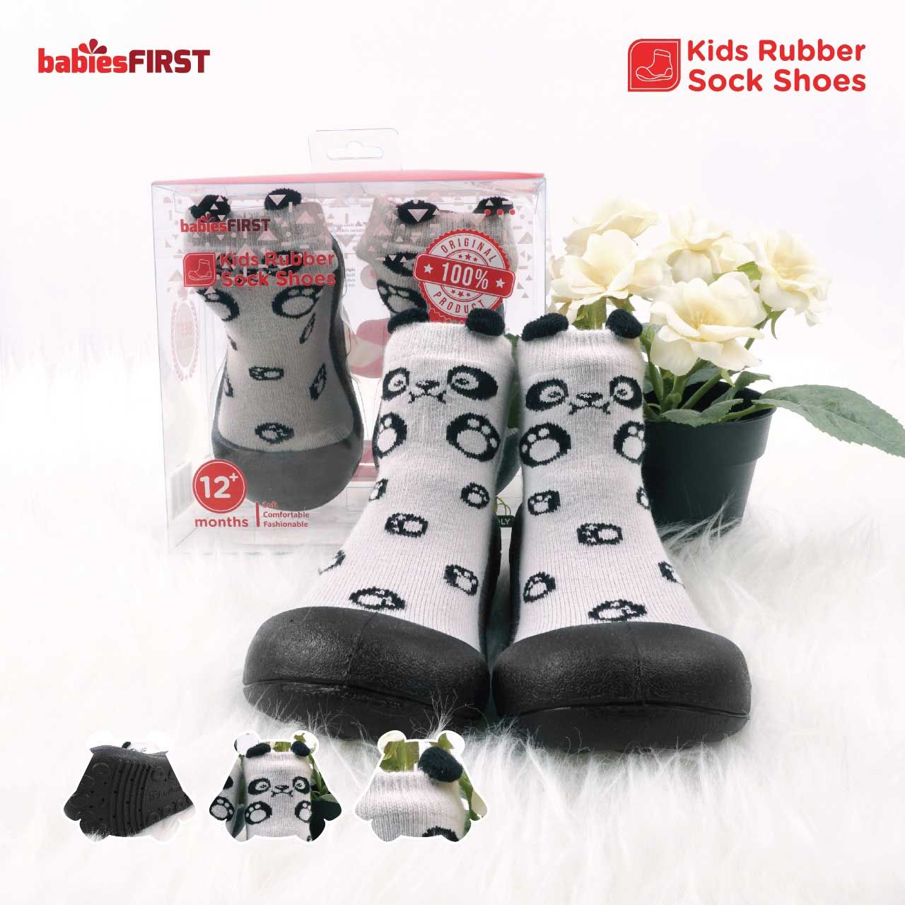 BabiesFirst Bf701g BabiesFirst Kids Rubber Sock Shoes Motif Panda - 1