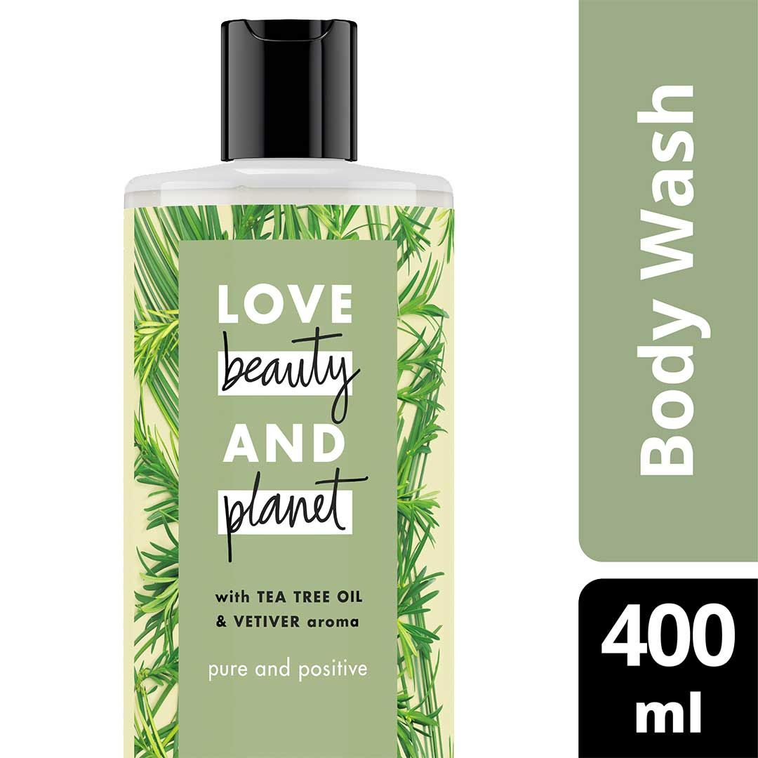 Love Beauty & Planet Pure and Positive, Tea Tree Oil & Vetiver Body Wash 400ml - 1