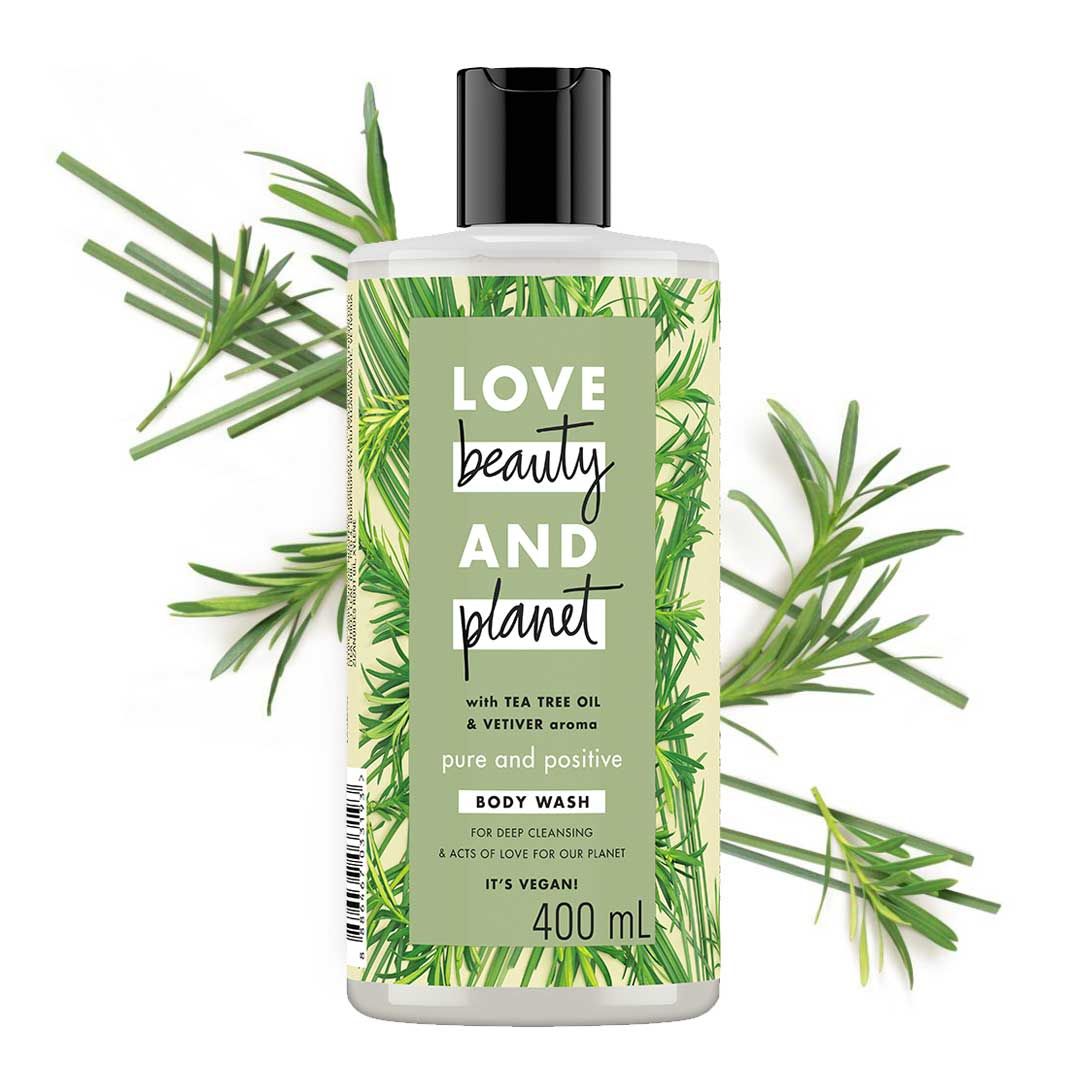Love Beauty & Planet Pure and Positive, Tea Tree Oil & Vetiver Body Wash 400ml - 2