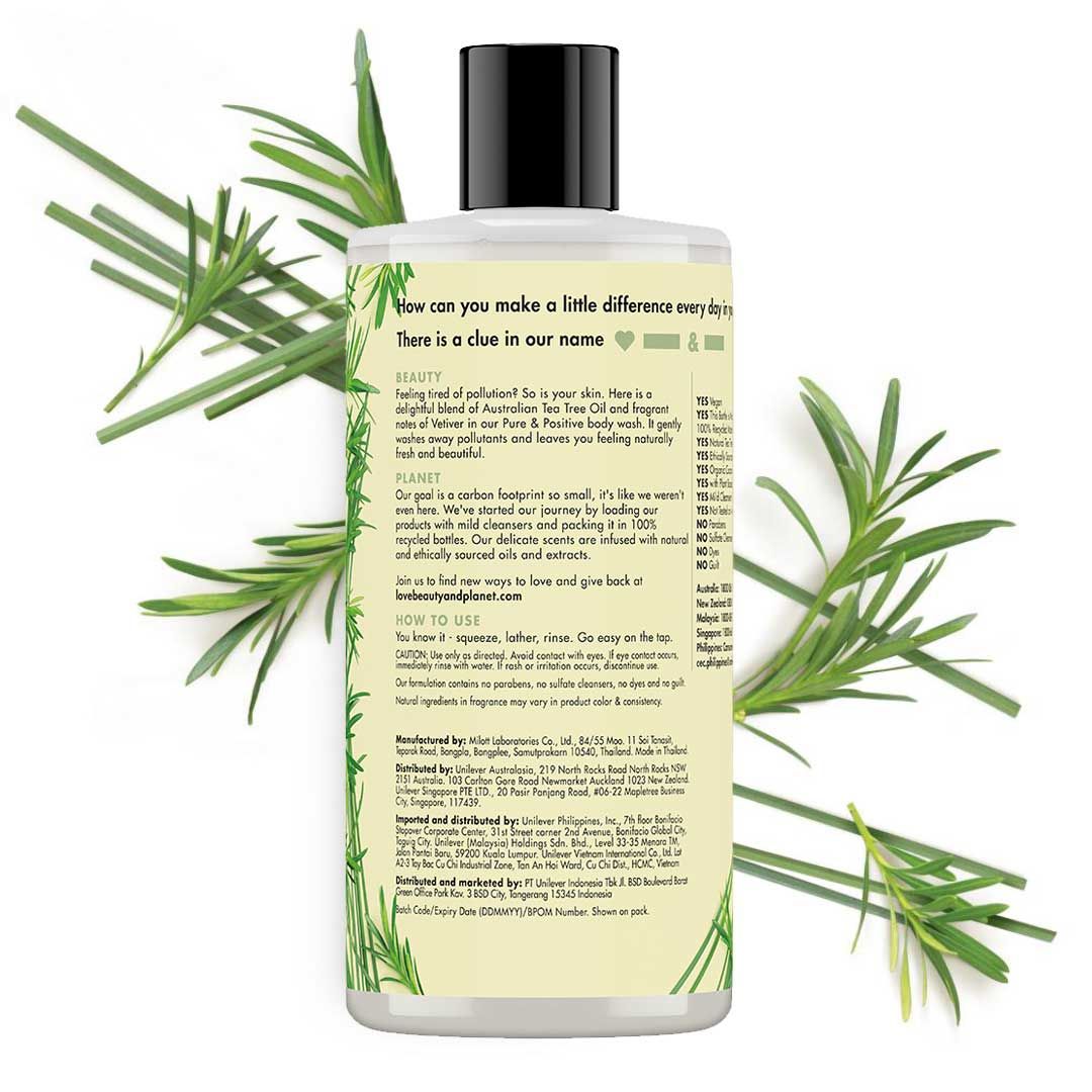 Love Beauty & Planet Pure and Positive, Tea Tree Oil & Vetiver Body Wash 400ml - 3