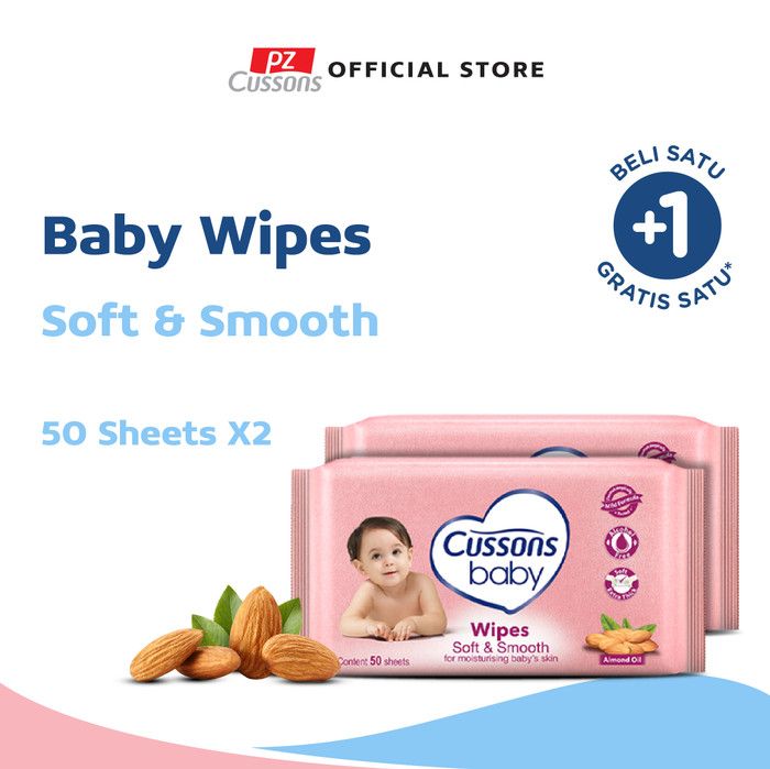 Cussons Baby Wipes Soft & Smooth 50 Sheet X 2 - 1