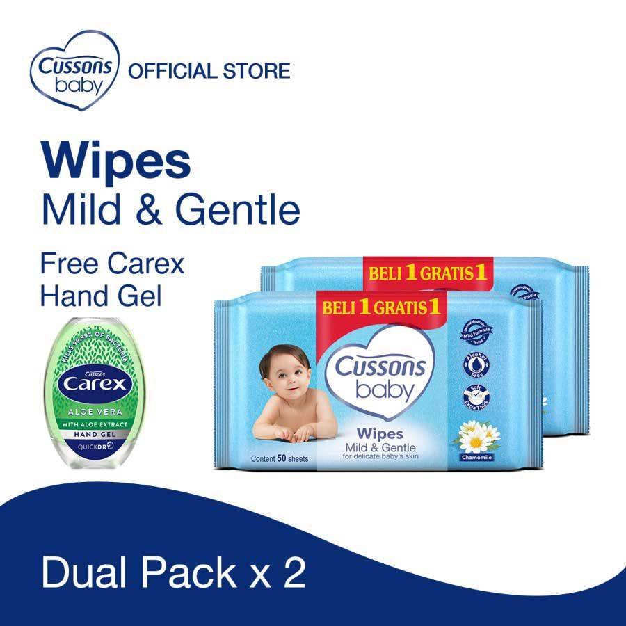 Cussons Baby Wipes Mild & Gentle 50 Sheet (Isi 2) - 1