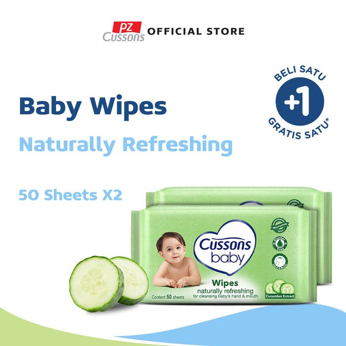 Cussons Baby Wipes Natural Refreshing 50 Sheet X 2 - 1