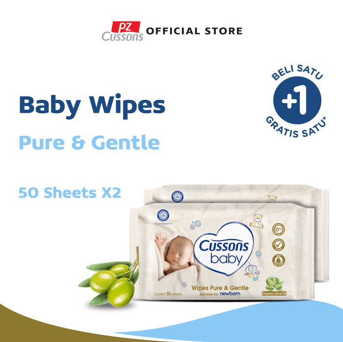 Cussons Baby Wipes Pure & Gentle 50 Sheet X 2 - 1