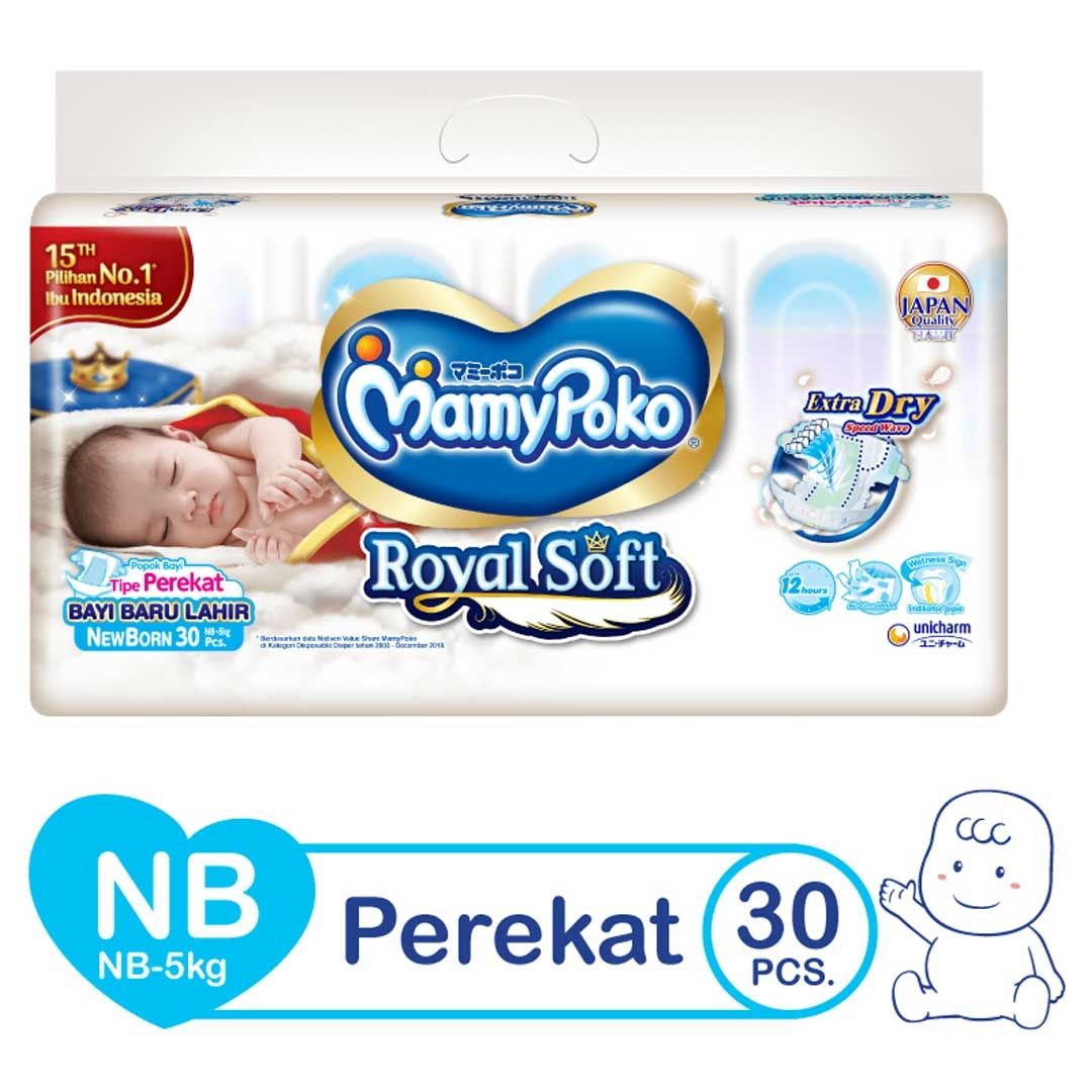 MamyPoko Tape Royal Soft NB 30 - 1