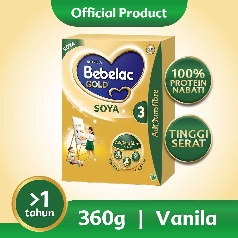 Bebelac Gold Soya 3 Vanila Formula Soya Bubuk 360 GR - 1