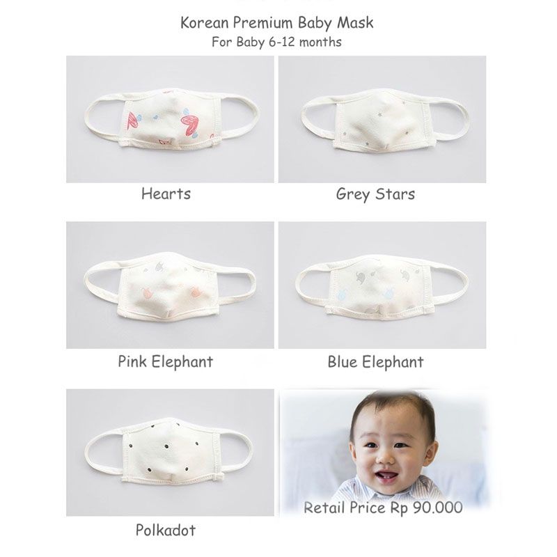 Down to Earth Korean Premium Baby Mask Grey Stars - 4
