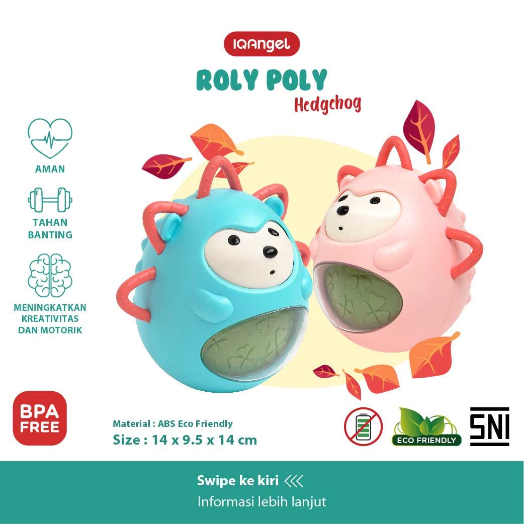 IQ Angel 2in1 Roly Poly Hedgehog Teether Toy - 1