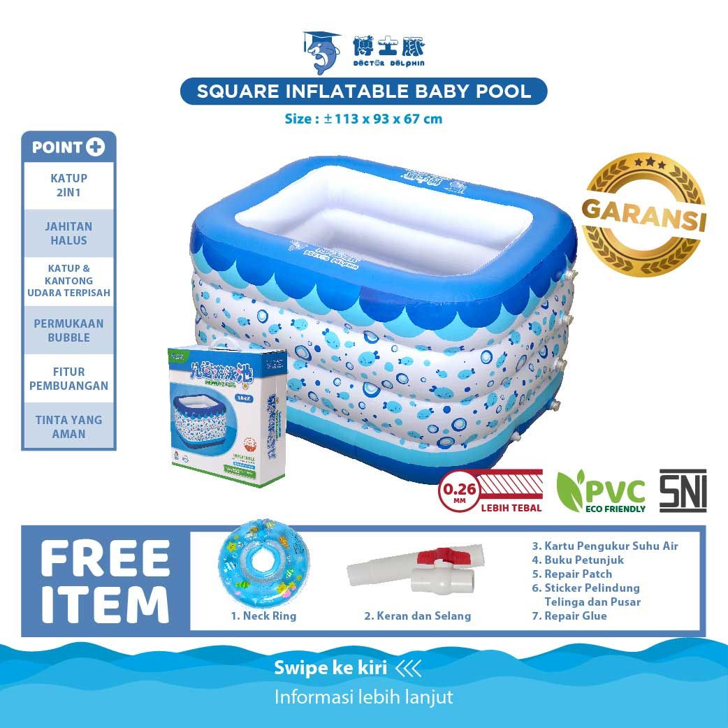Doctor Dolphin Square Inflatable Baby Pool - 1