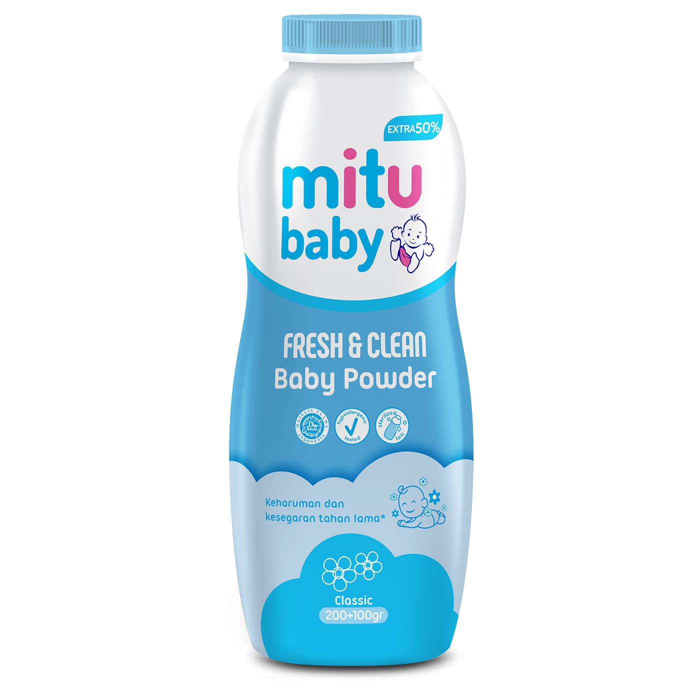 Mitu Baby Fresh & Clean Powder 200g Extrafill 50% Blue - 1